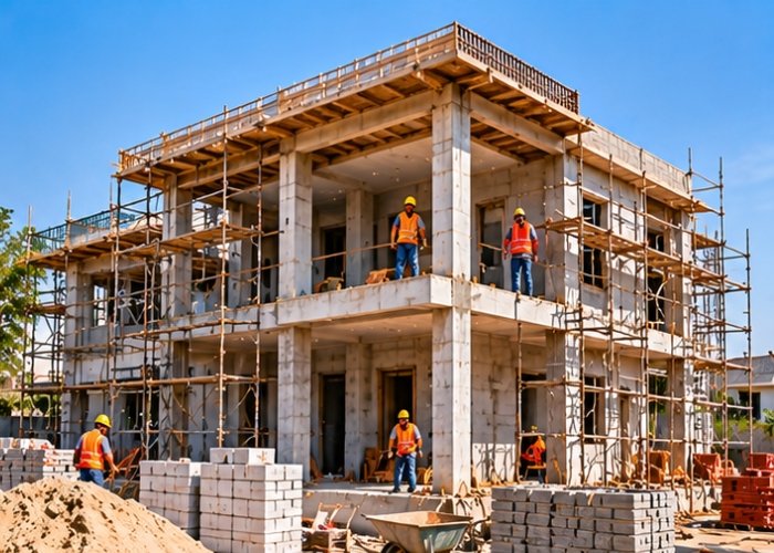 Contemporary residential house construction